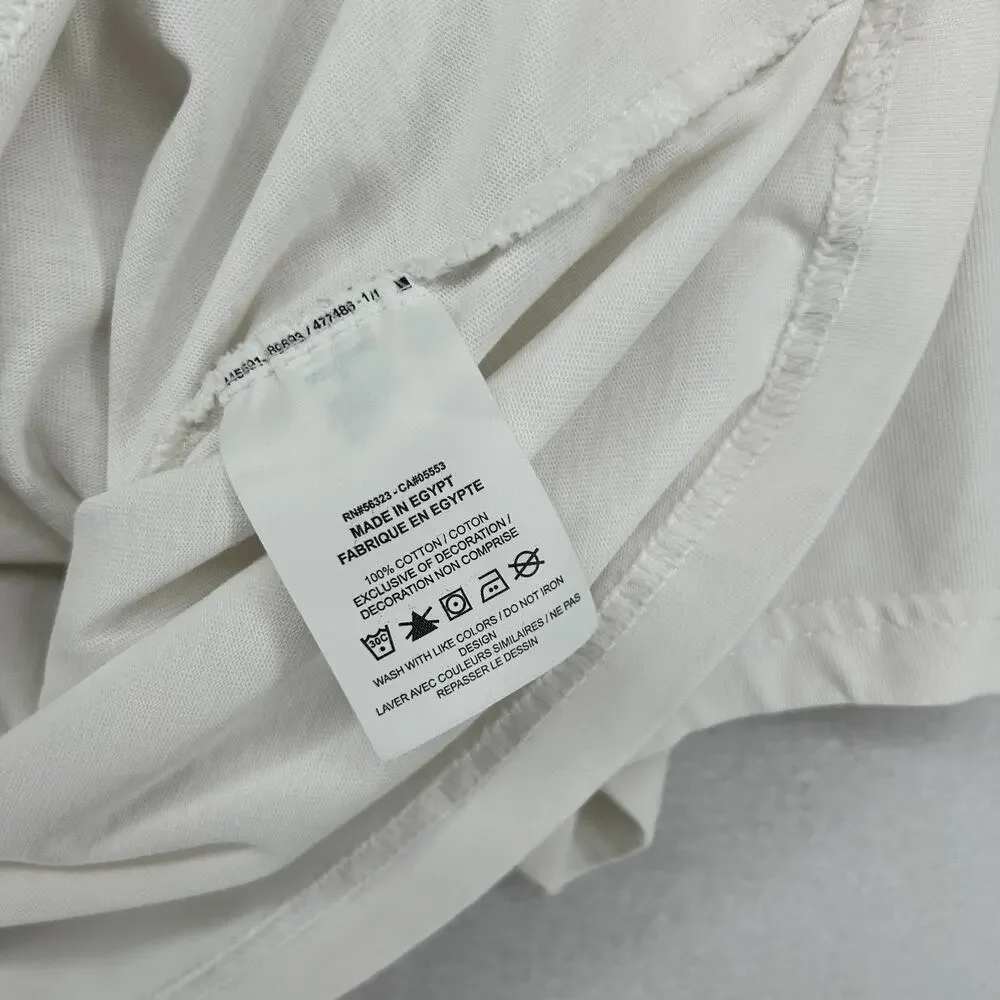 NIKE Top Womens M NSW Essential Boxy Center Swoosh Loose Fit Short Sleeve White